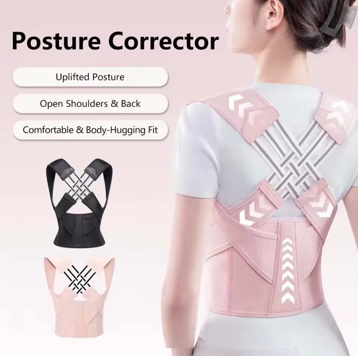 Corrector de postura ajustable para espalda y hombros